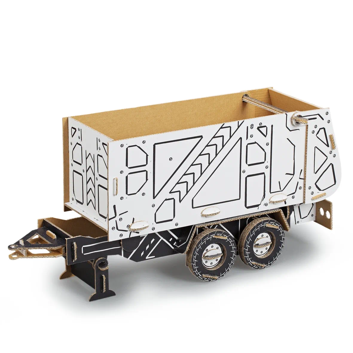 Puzzle carton 3D Tractor , construieste, coloreaza, joaca-te, 33 x 18 x 23 h cm, cod CPZ-TC6010 + CADOU remorca
